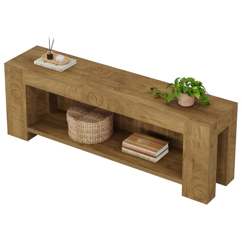 63" Extra Long TV Stand with Storage Shelves, Media Console Entertainment Center for 55/60/65/75-Inch TVs Living Room Bedroom