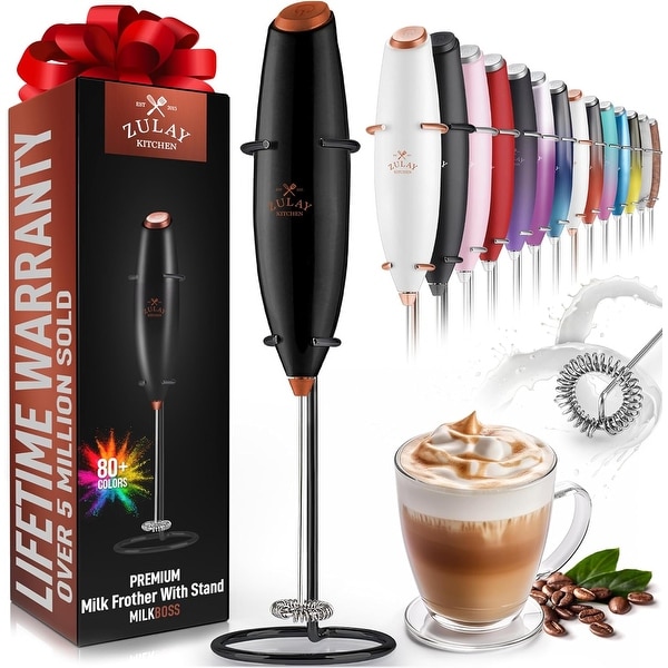 Zulay Kitchen Powerful Milk Frother Handheld Foam Maker for Lattes