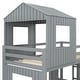 preview thumbnail 14 of 44, Wooden Twin Over Full Bunk Bed,Loft Bed Kids Bed with Playhouse,Farmhouse,Ladder,Slide and Guardrails