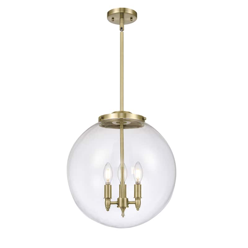 Innovations Lighting Beacon - 3 Light 16" Pendant - Antique Brass/Clear