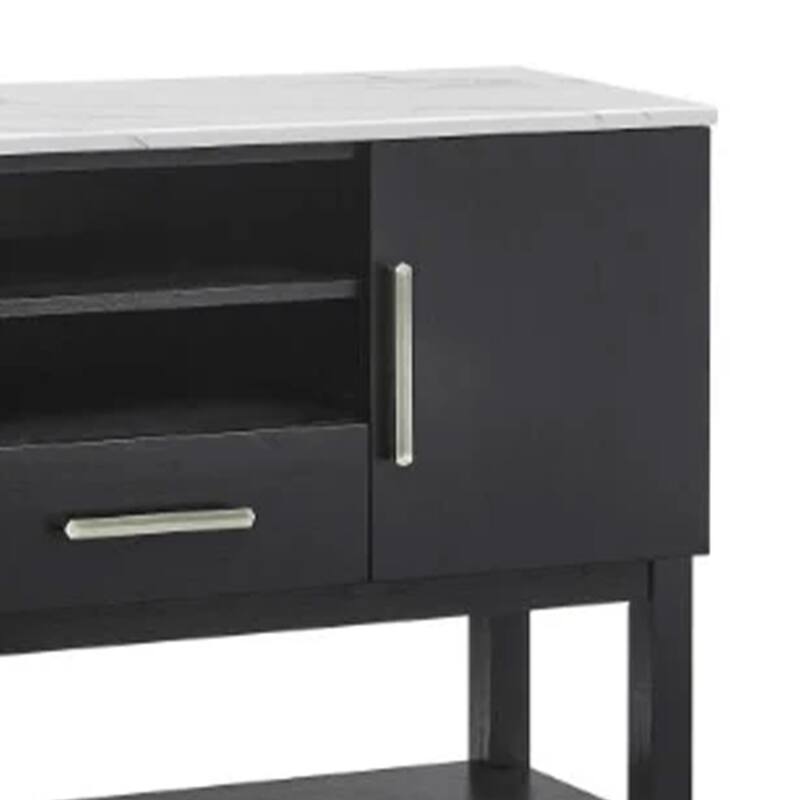 Amber Sideboard Buffet Server Cabinet, 2 Cabinets and 2 Shelves, Black