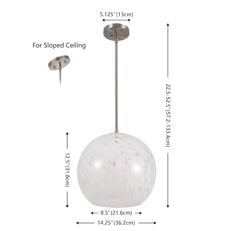 SAFAVIEH Lighting Ines, 14-inch, Metal/Glass Pendant - 14"W x 14"D x 53"H