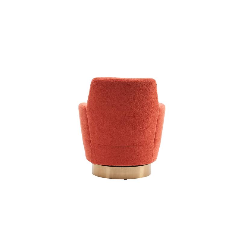 Swivel Accent Chairs Armchair for Living Room, Reading Chairs , Round Barrel Chairs with Gold Stainless Steel Base