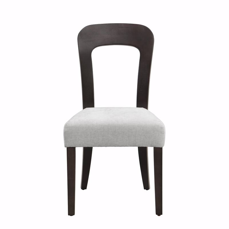 Set of 2 Fabric Upholstered Dining Chairs with Solid Rubber Wood Legs