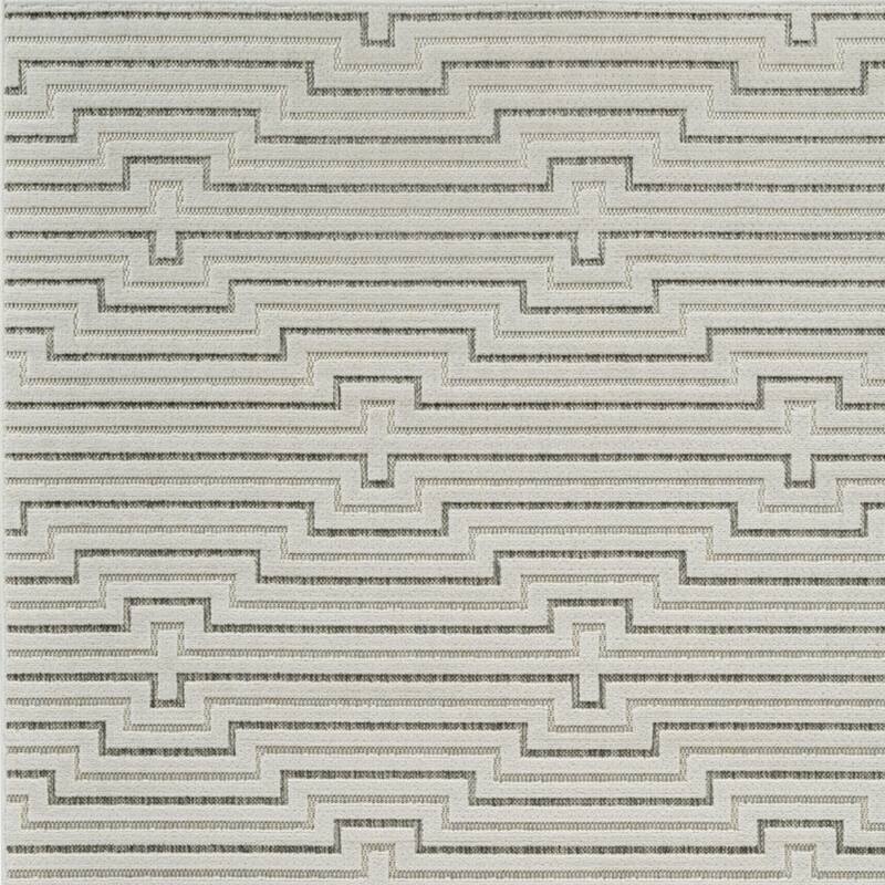 Elto Modern Geometric Weather Resistant Trendy Modern Outdoor Rug