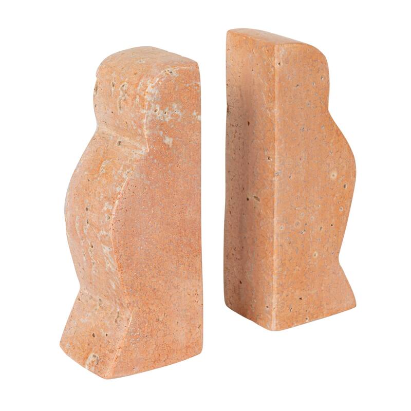 Decorative Travertine Wave Bookends, Set of 2 - 2.3"L x 2.0"W x 6.0"H - Red