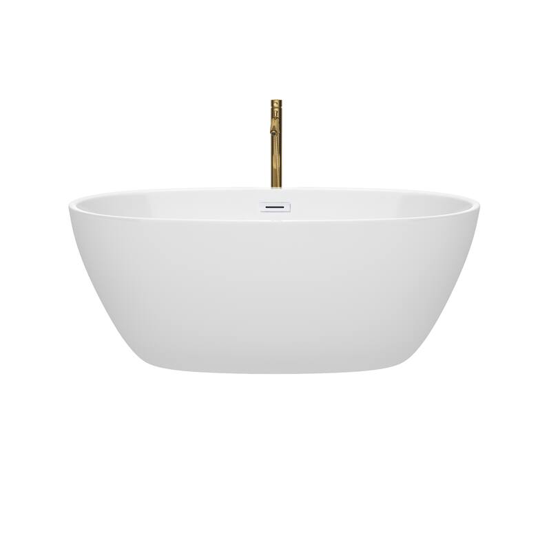 Wyndham Collection Juno 59-inch White Freestanding Soaking Bathtub