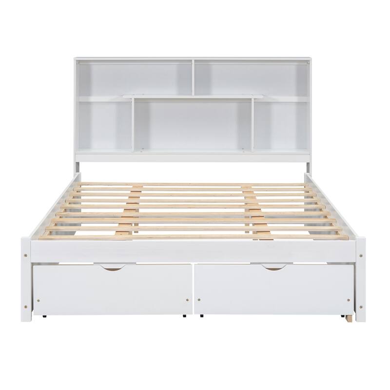 Harper&Bright Designs Platform Bed with Storage Headboard and 2 Drawers
