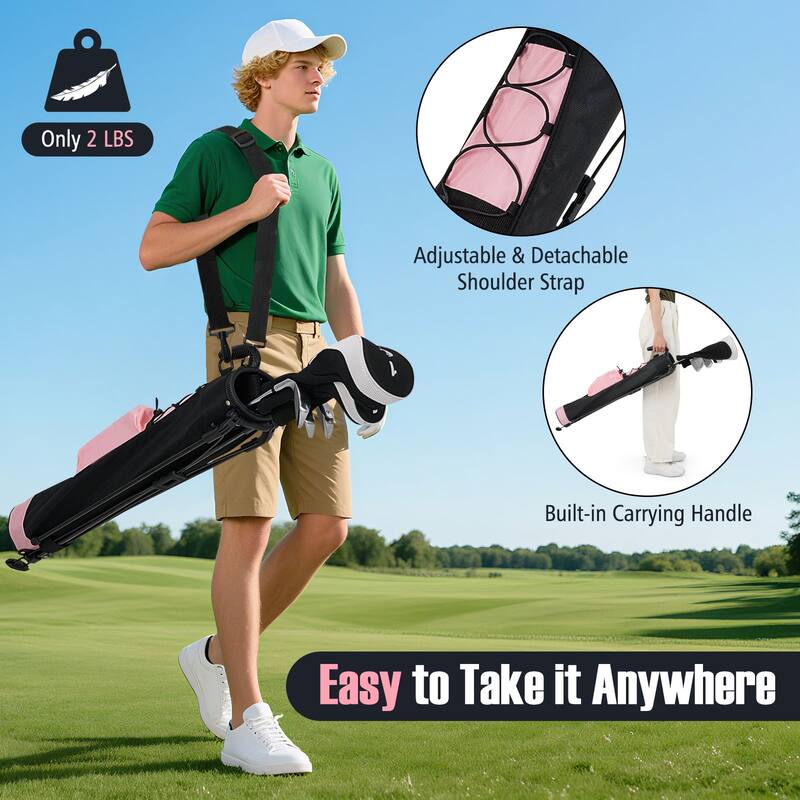 Gymax Lightweight Golf Stand Bag Par 3 & Executive Courses Carry Bag
