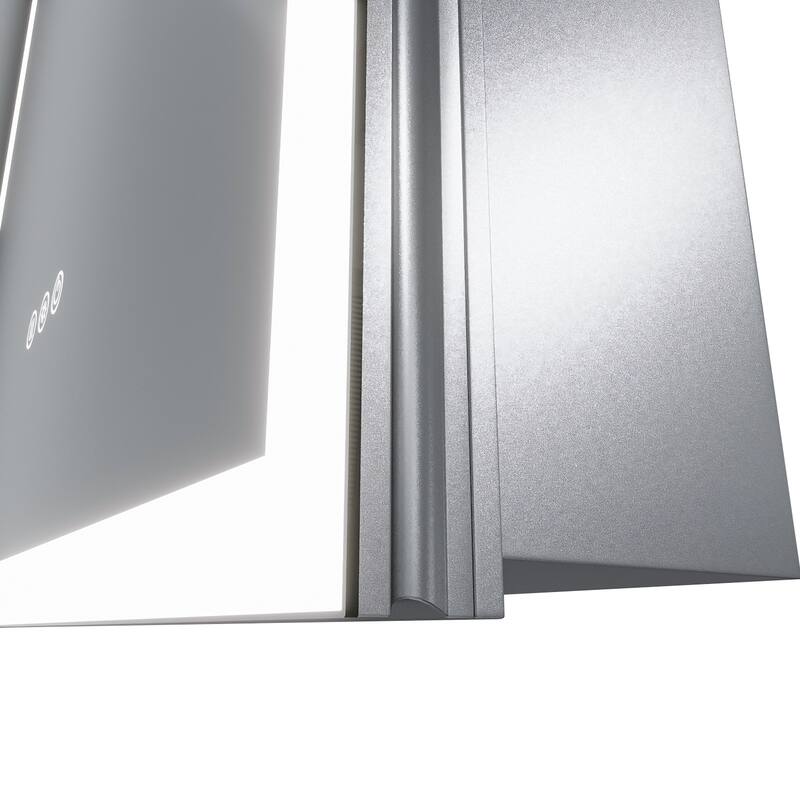 GDFStudio Elowen Aluminum Glass LED Medicine Cabinet with Anti-Fog Storage