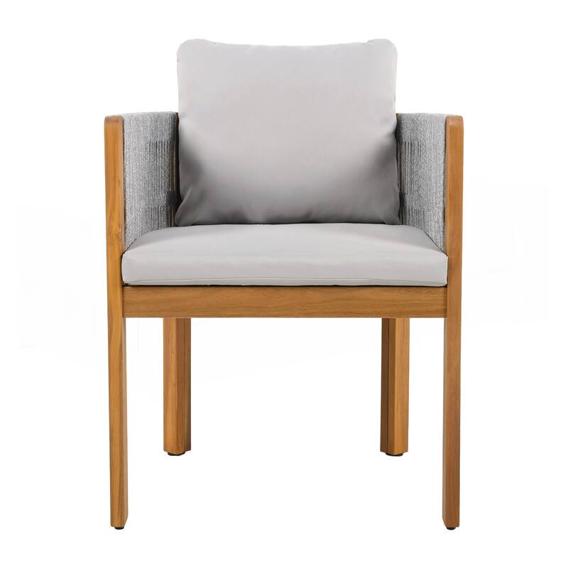 Acacia Wood Outdoor Dining Chairs Set of 2
