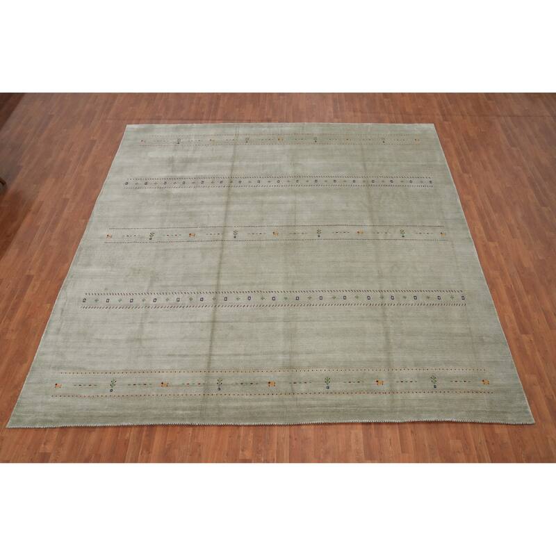 Hand Knotted Oriental 100% Wool Carpet Tribal Animal Pictorial Green Gabbeh Area Rug - 12' 0'' X 12' 0''