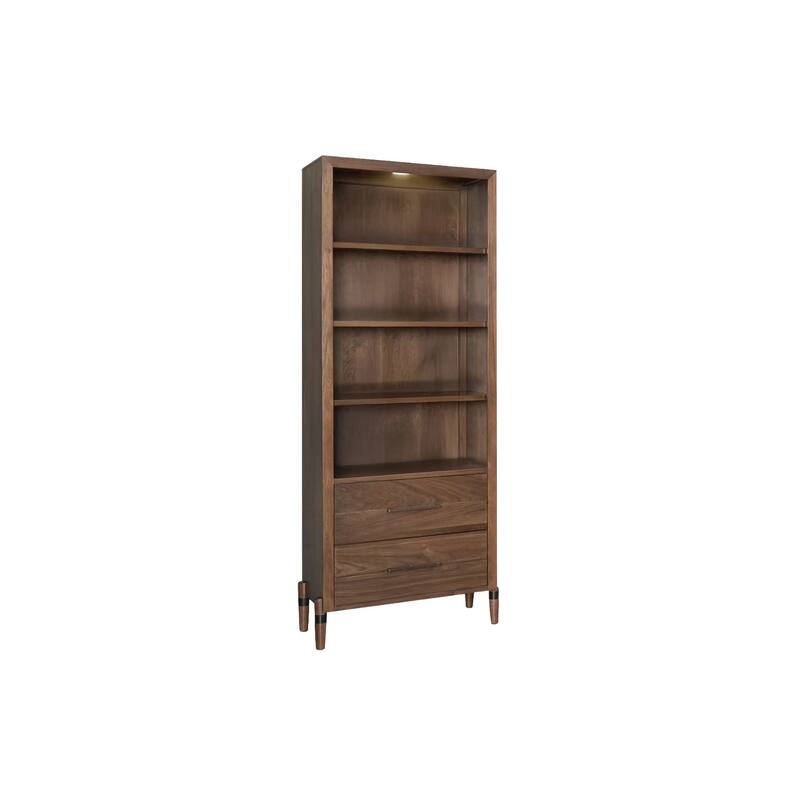 Bridgevine Home Tranquility Bookcase Pier, No Assembly Required, Walnut Finish