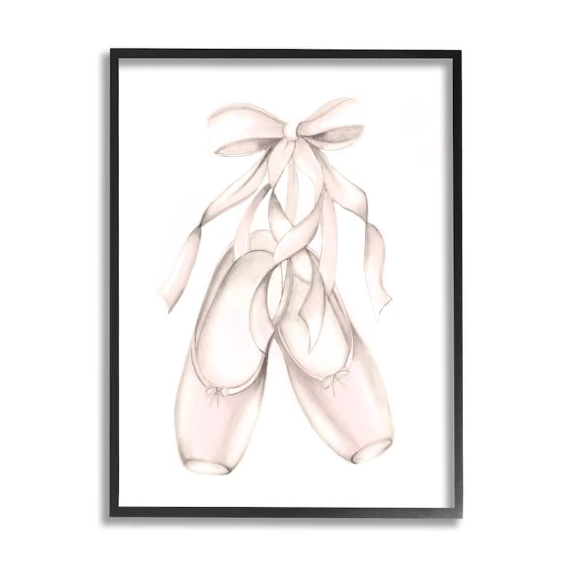 Stupell Soft Pink Ballerina Slippers Ballet Dance Shoes Framed Wall Art