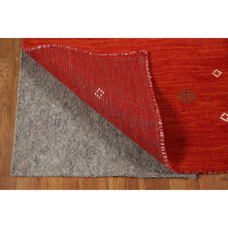 Orange Gabbeh Indian Rug Handmade Modern Wool Carpet - 4'7" x 6'5"