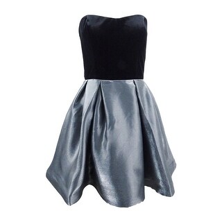 betsy and adam satin fit and flare gown