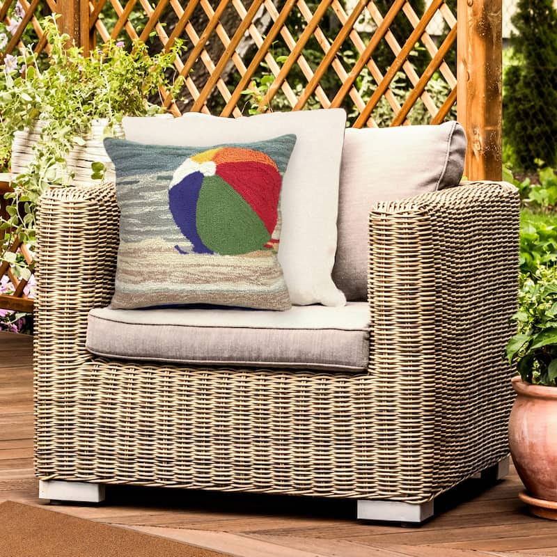 Liora Manne Frontporch Life's A Beach Indoor/Outdoor Pillow Sand 18" Square