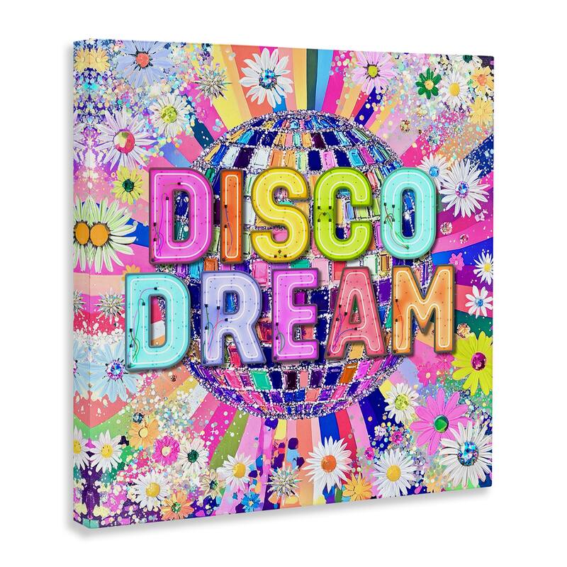 Stupell Vivid Disco Dream with Daisies Canvas Wall Art Design By Jess Stempel