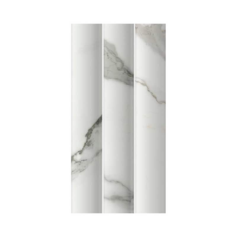 Lyrical 4.5x9 Matte Marble Look Porcelain Fluted Ribbed Tile - Wall, Backplash