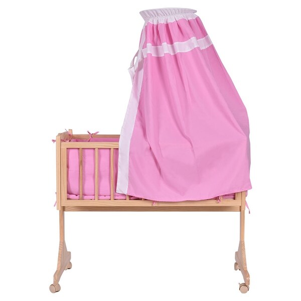 pink swinging crib