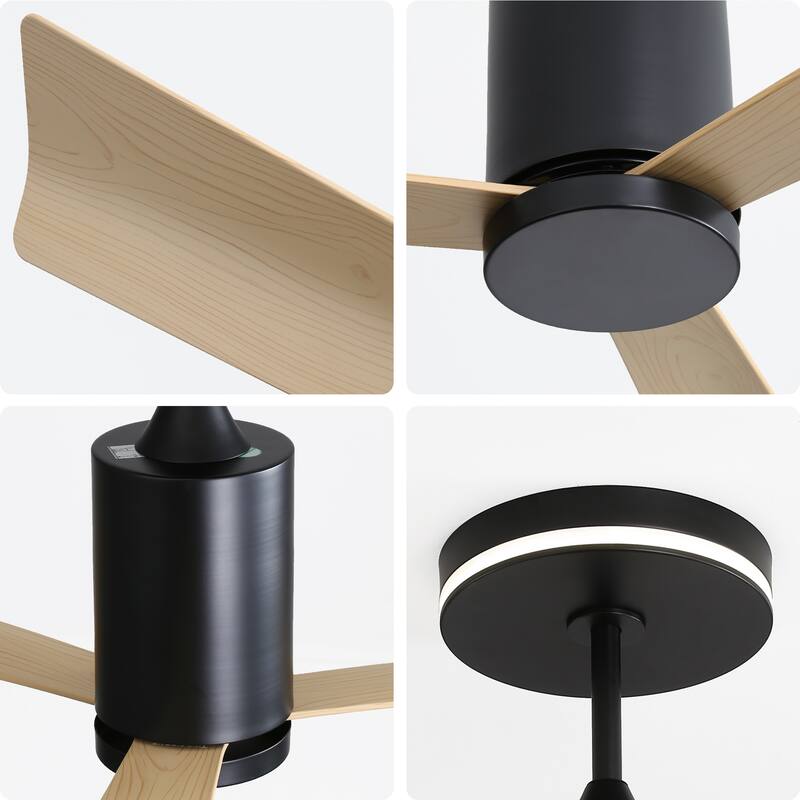 Quiet Reversible DC Motor Ceiling Fan with Dimmable 3 Color LED Light and Timer Fuction, 6-Speed Wind Adjustable