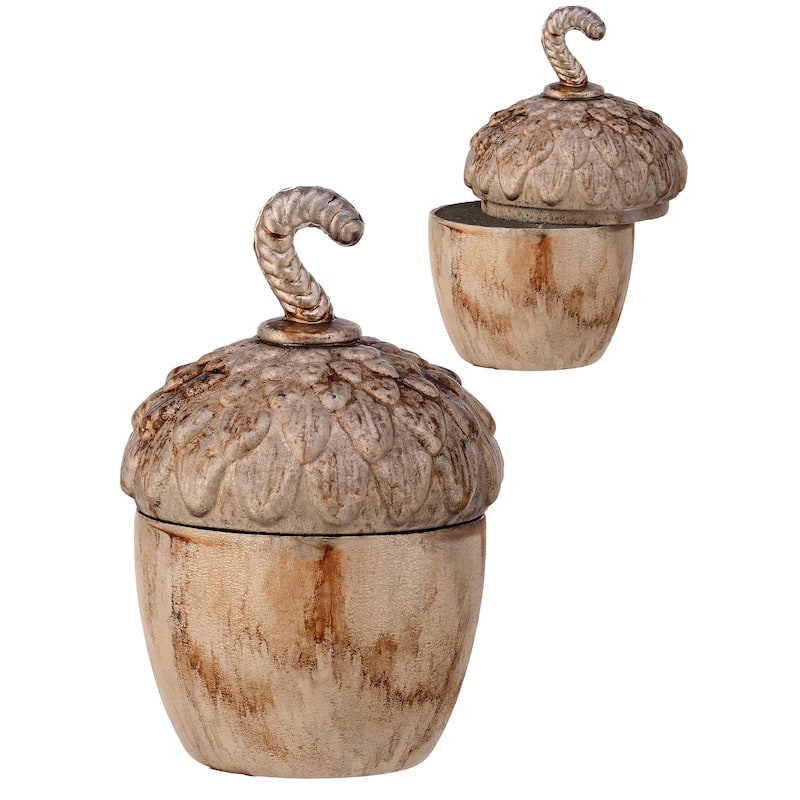 6" Burnt Champagne Acorn Pot with Lid