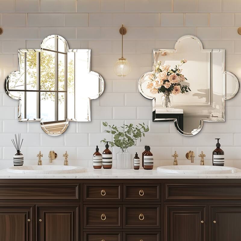 Frameless Bathroom Mirror Wall Mounted Modern Stylish Design with Contemporary Bevelled Edges