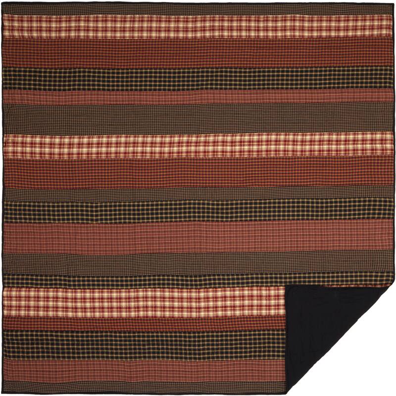 Red Rustic Bedding VHC Beckham Quilt Cotton Striped Patchwork