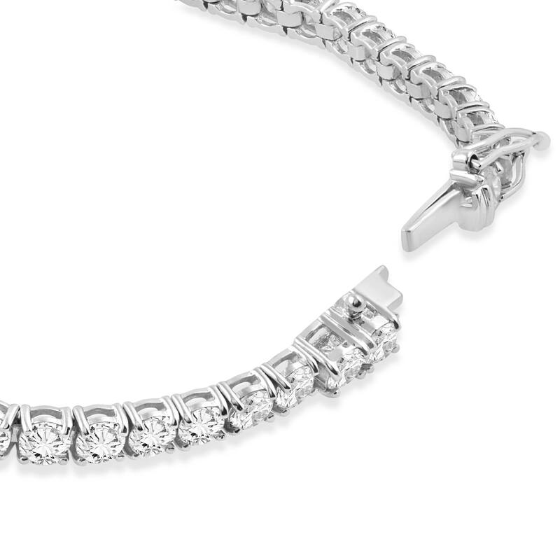 Certified 9 Ct Natural Diamond Tennis Bracelet White Gold 7"