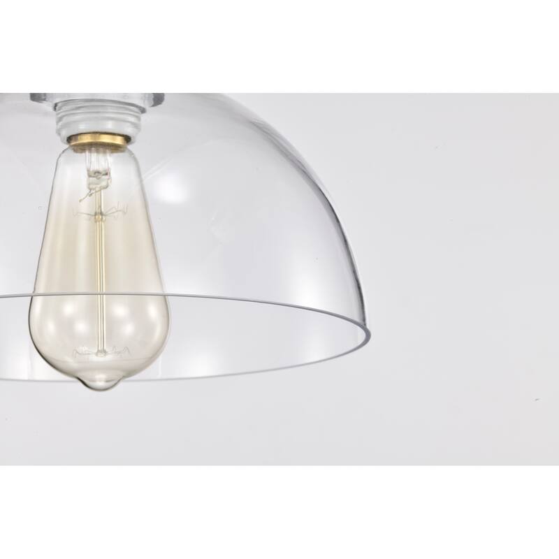 Black 1-Light Farmhouse Pendant with Clear Bowl Glass Shade