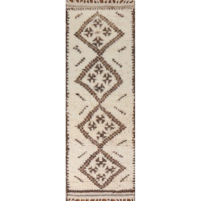 Geometric Anatolian Runner Rug Handmade Wool Carpet - 2'11"x 10'8"