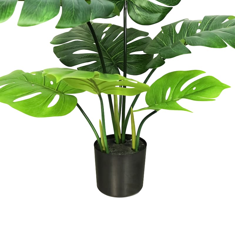 Artificial Split Leaf Philodendron Monstera Plant in Black Pot