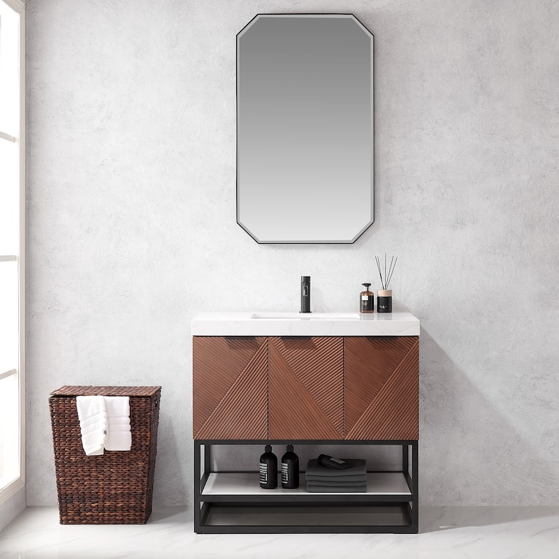 Mahon Single Bath Vanity with Composite Stone Top without Mirror