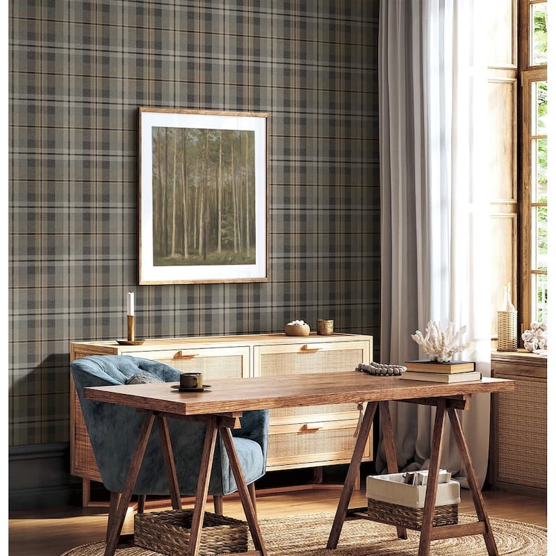 Harry & Grace Thornbury Tailored Plaid Peel and Stick Wallpaper