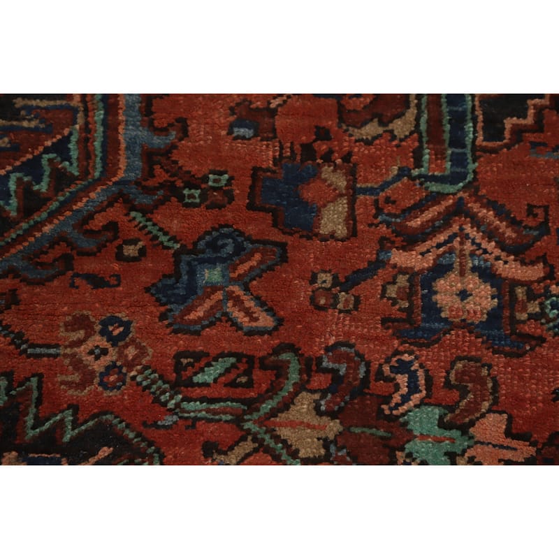 Hand Knotted Oriental 100% Wool Carpet Traditional Medallion Oranges & Rust Heriz Area Rug - 10' 6'' X 7' 8''