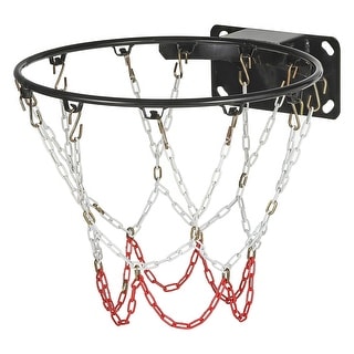 LNGJIN Metal Basketball Net, 12 Hooks, Weatherproof, Outdoor, Indoor, Silver, Basketball, Chain Net, Replacement Net, Durable