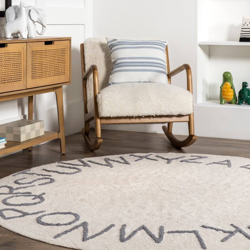 Nuloom Alphabet SpinClean Washable Round Rug