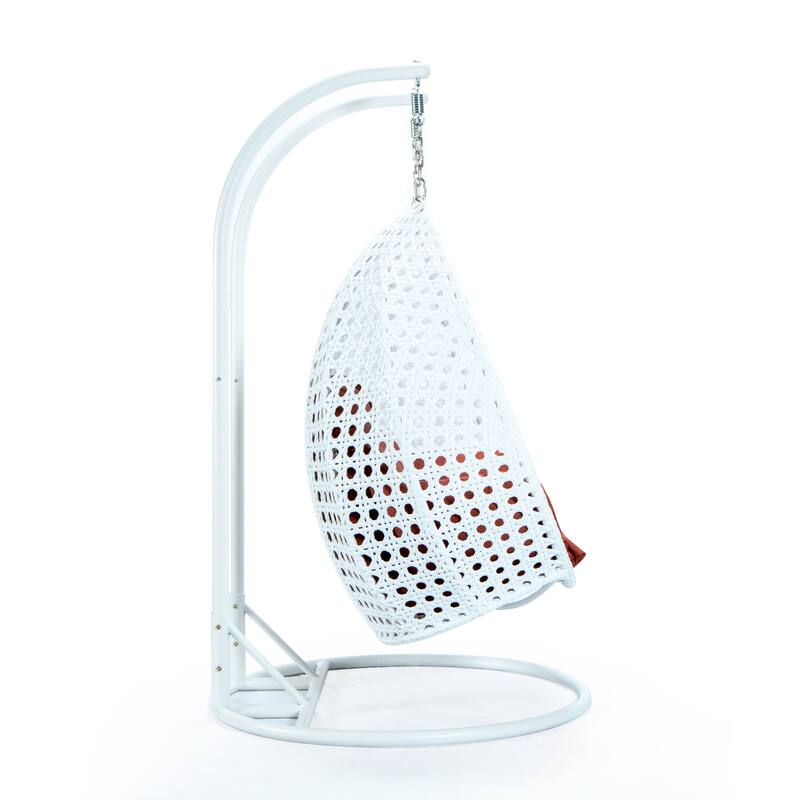 Egg-Shaped Swing Chair with Stand 2-Person Outdoor Patio Swing - Iron Frame & All-Weather Washable Cushions