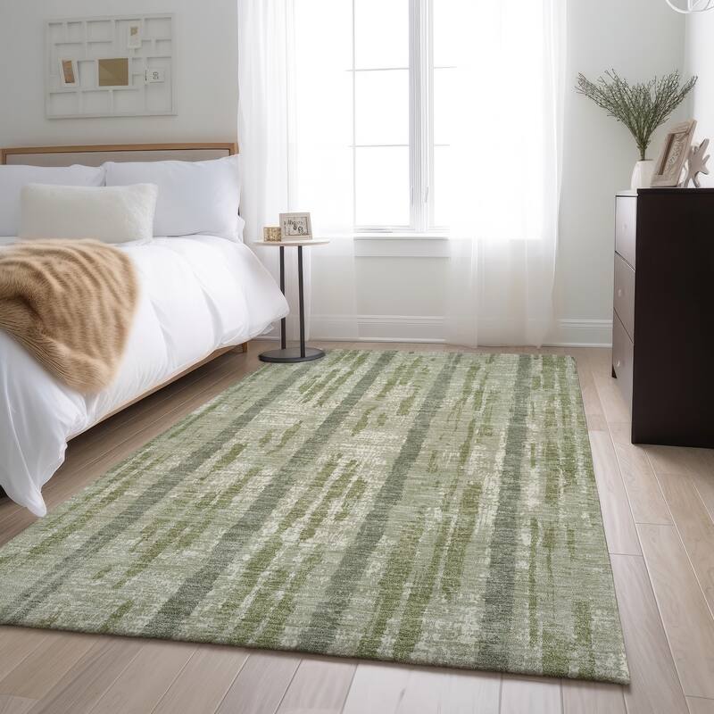 Premium Washable Super Soft Stripe Abrash Mayfield Rug - Aloe - 2'6" x 3'10"