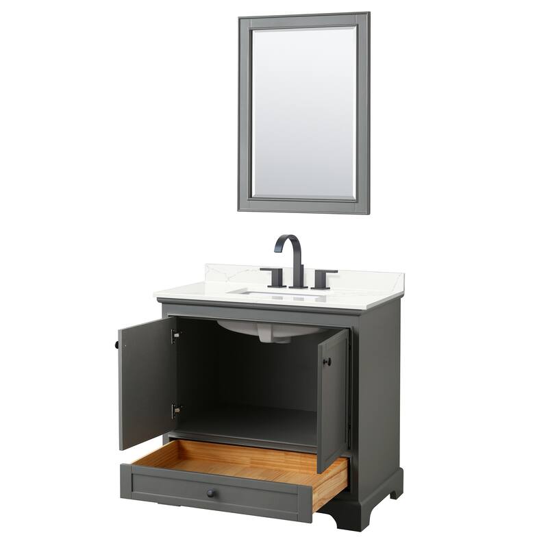 Deborah 36-inch Single Vanity, Quartz Top, 24-inch Mirror