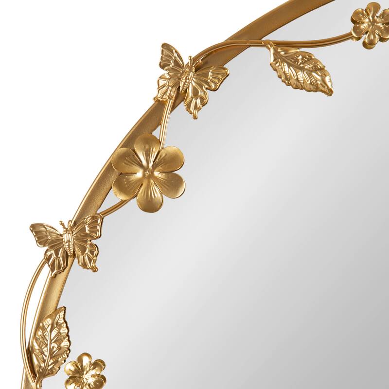 Kate and Laurel Rosella Floral Wall Mirror Metal