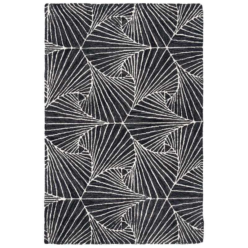 SAFAVIEH Handmade Blossom Mahalia Modern Floral Wool Rug - 6' x 6' Square - Ivory/Black