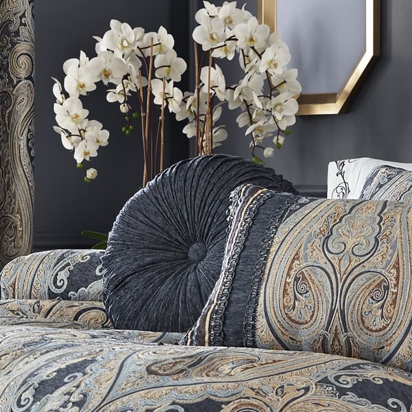 J. Queen New York Luciana Tufted Round Decorative Throw Pillow - Bed ...