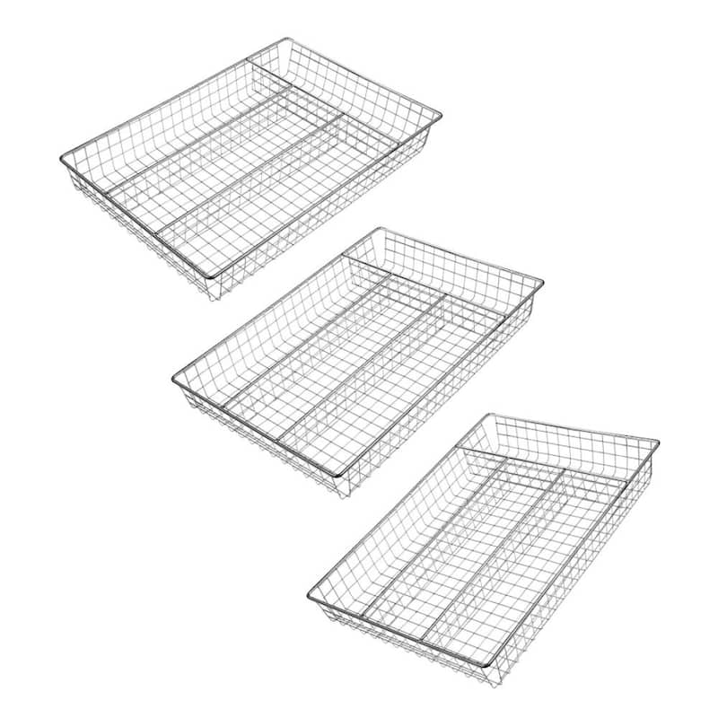 YBM Home Metal Wire Chrome Plated Kitchen In-Drawer Storage, 2561-Medium and Small - Small - 3-Pack