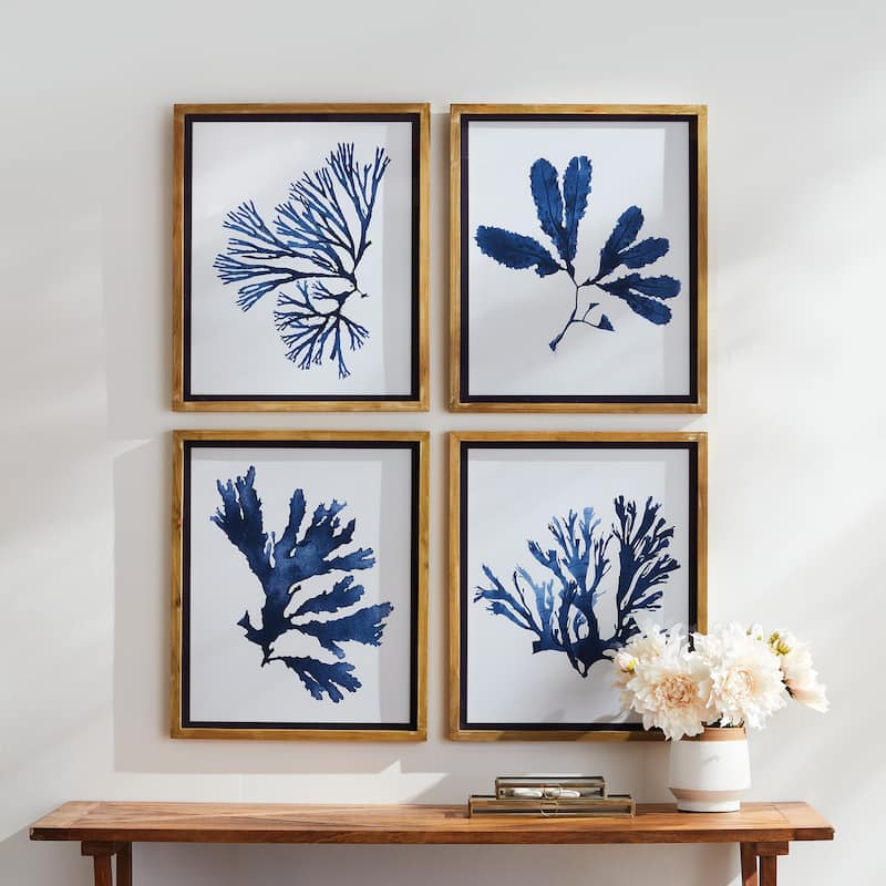 Indigo Seaweed Prints, Set Of 4
