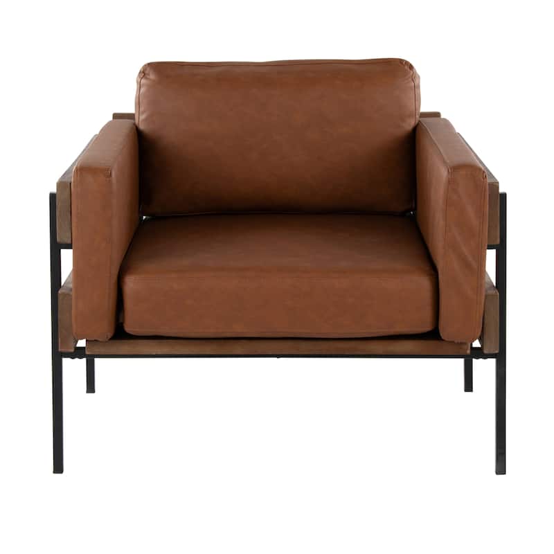 Carbon Loft Kari Accent Chair - Camel Faux Leather/Brown Wood/Black Metal