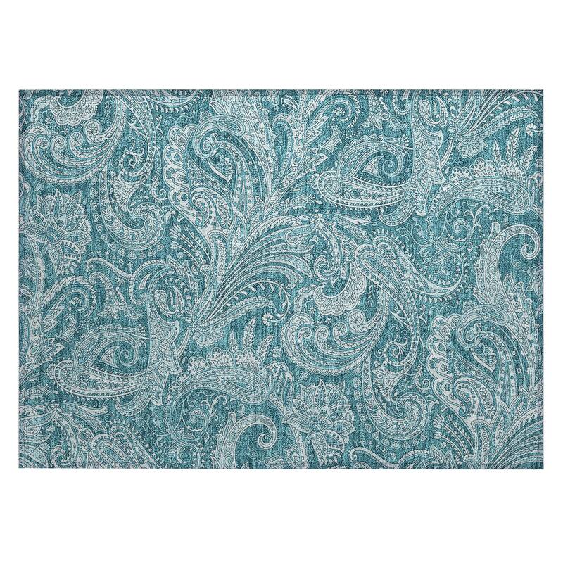 Machine Washable Indoor/ Outdoor Chantille Paisley Traditional Rug