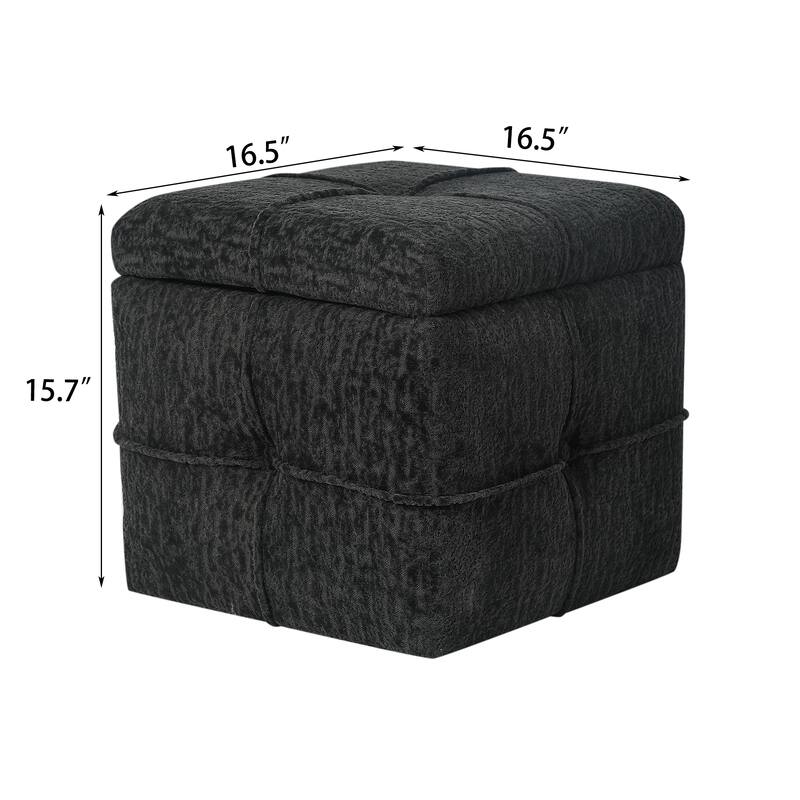 Adeco Boucle Storage Ottoman Footstool for Living Room