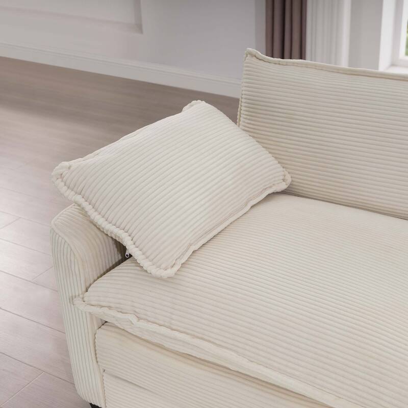 L-shaped Chaise Sectional Sofa with Ottoman and Double Cushions