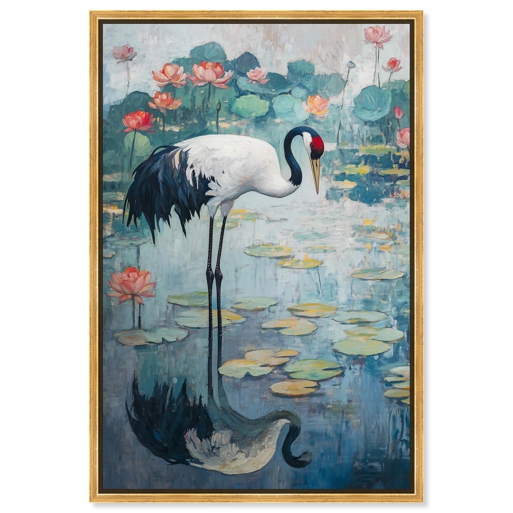 Crane in Lilies II Canvas by Art Remedy